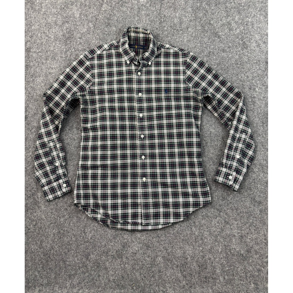 Ralph Lauren Women's Small Plaid Button Down Shirt Green Red White Cotton